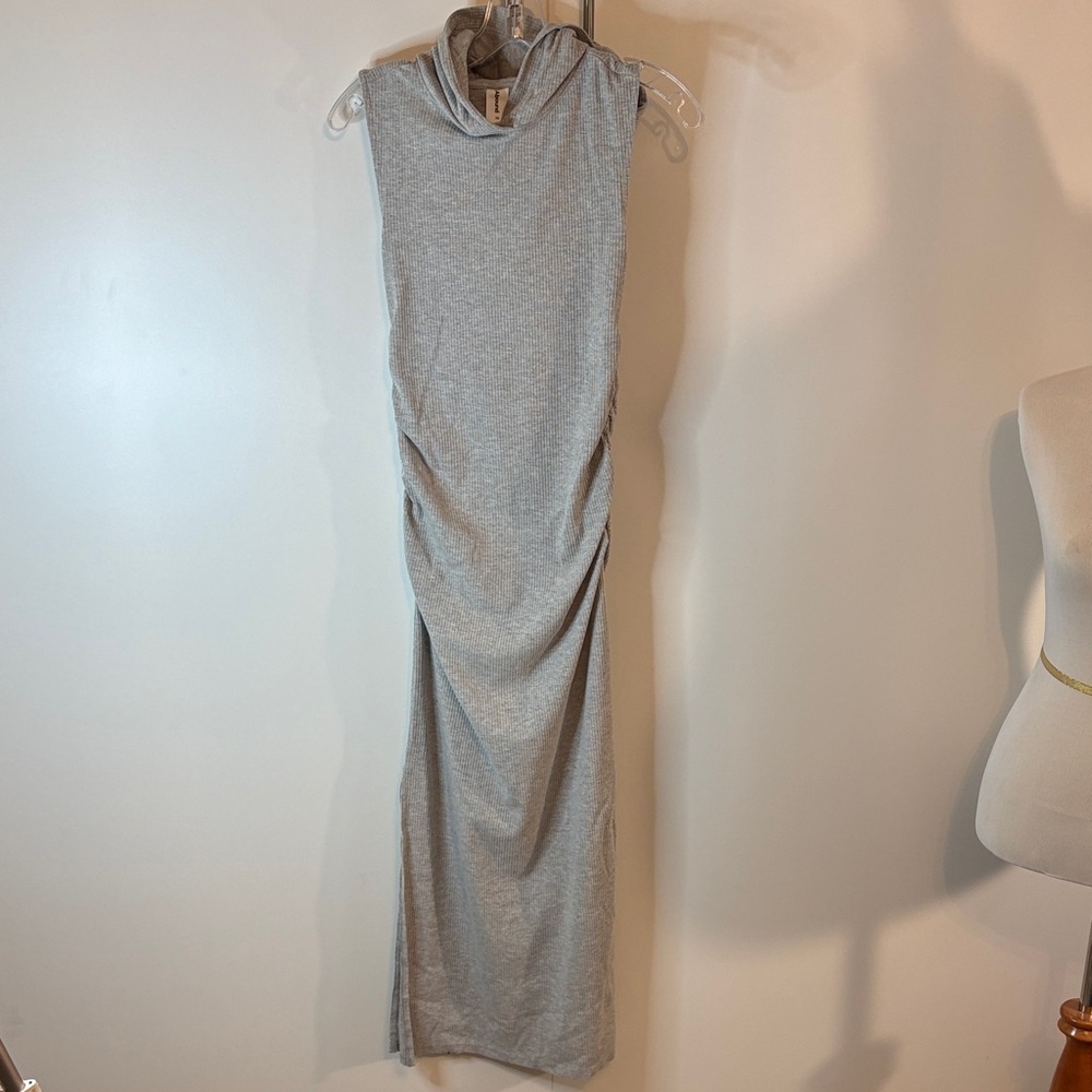Abound Light Gray Sleeveless Hooded Maxi Dress with Ruched Waist| XS